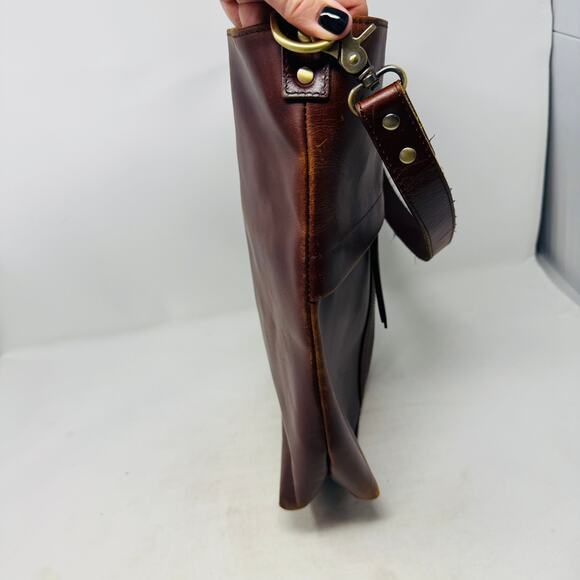 Vintage Brown Leather Shoulder Bag Large Slouchy Tote Satchel Unbranded - Picture 2 of 14